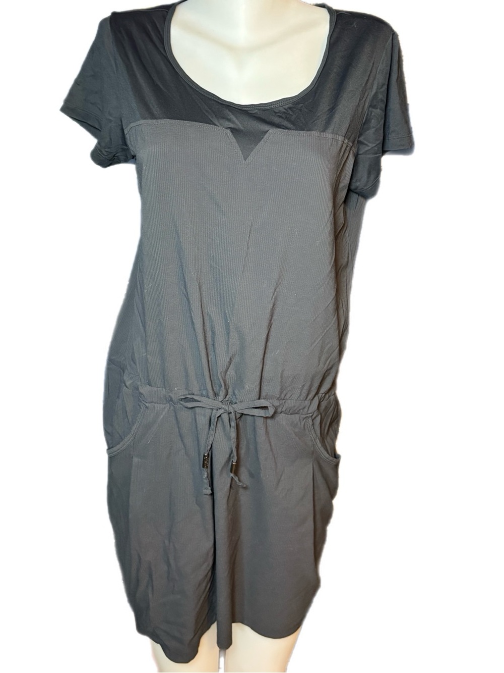 Lole Short-Sleeve Drawstring Midi Dress - Gray